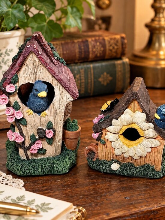 Writing Table Accessory Figi | Accents | Vintage 996 Figi Graphics Birdhouse Set Bluebirds ...